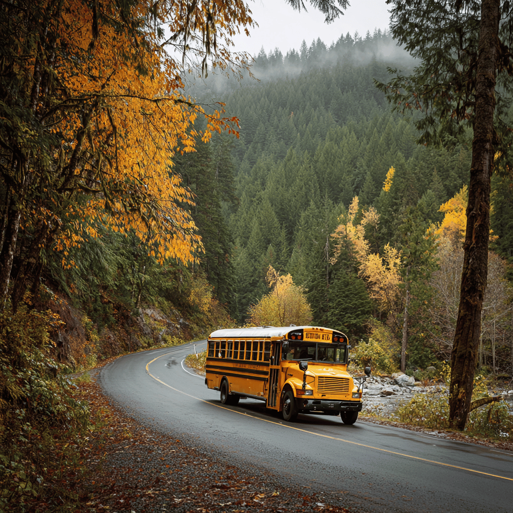 school bus in rural area